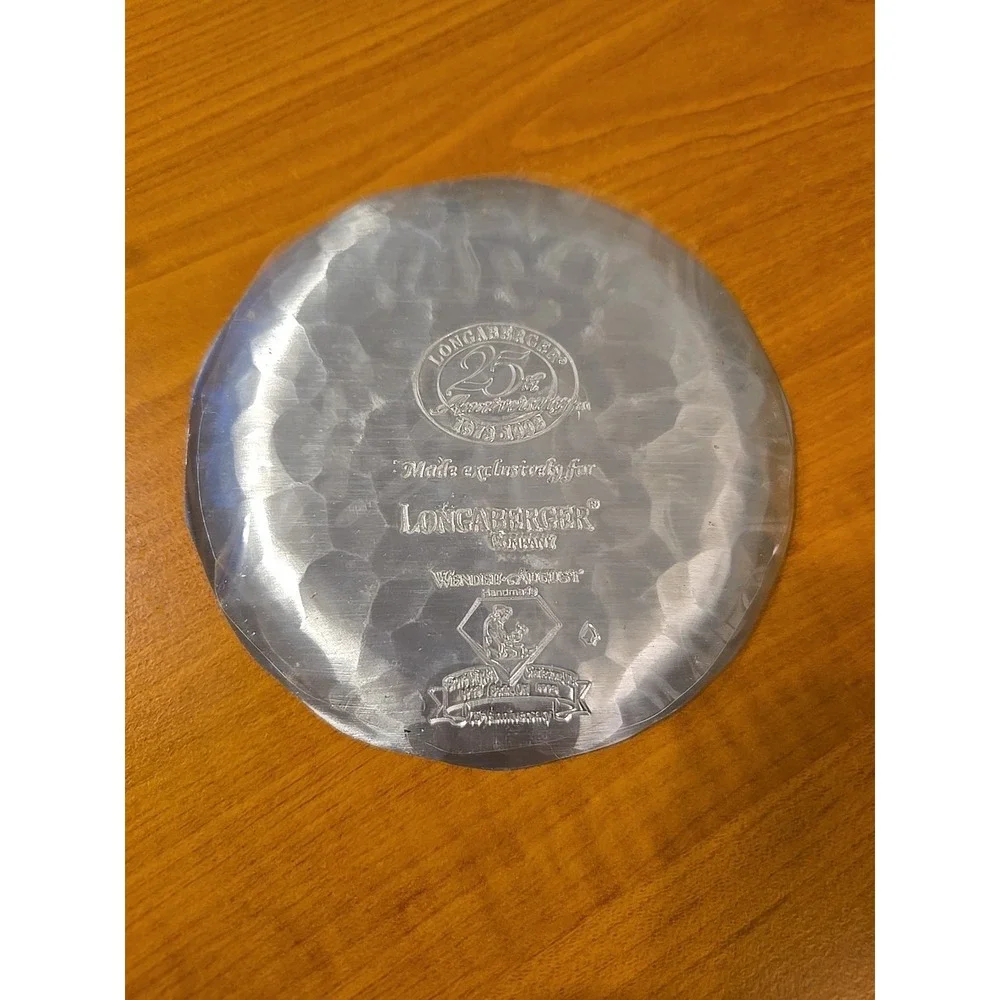 Longaberger 25th Anniversary August Wendell Hand Crafted Aluminum Plate‎ 4.5